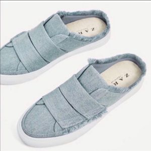 Zara denim slip-on sneakers (size 6)